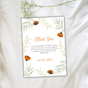 Rustic Fall Ladybug Greenery Baby Shower Thank You Card