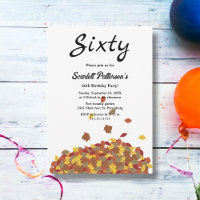 Rustic Fall Leaves Autumn Floral 60th Birthday