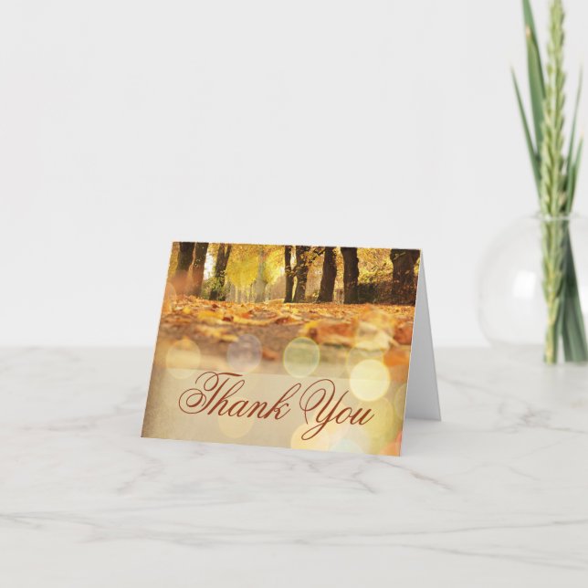 Rustic Fall Leaves Autumn Thank You Cards (Front)
