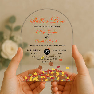Rustic Fall Leaves Boho Autumn Floral Wedding Acrylic Invitations