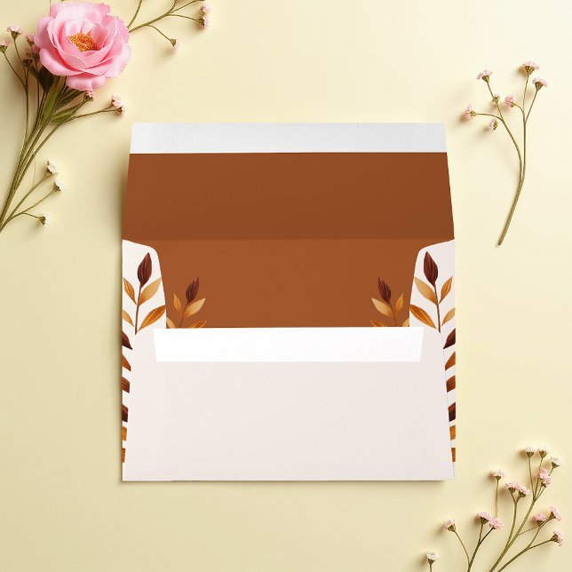 Rustic Fall Leaves Burnt Sienna Beige Wedding Envelope (Creator Uploaded)