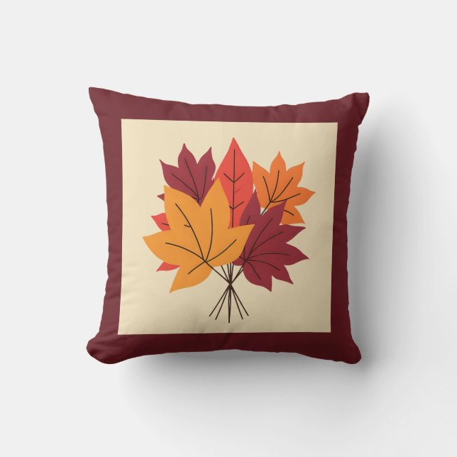 Rustic Fall Leaves Decor Accent - Autumn Farmhouse Cushion (Front)