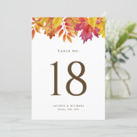 Rustic Fall Leaves Garland Wedding Table Numbers