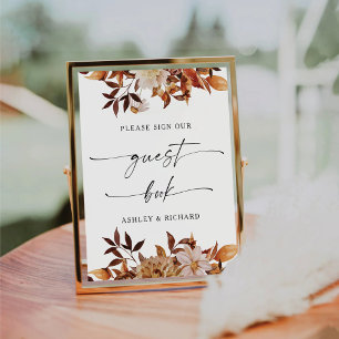 Rustic Fall Leaves Guest Book Sign