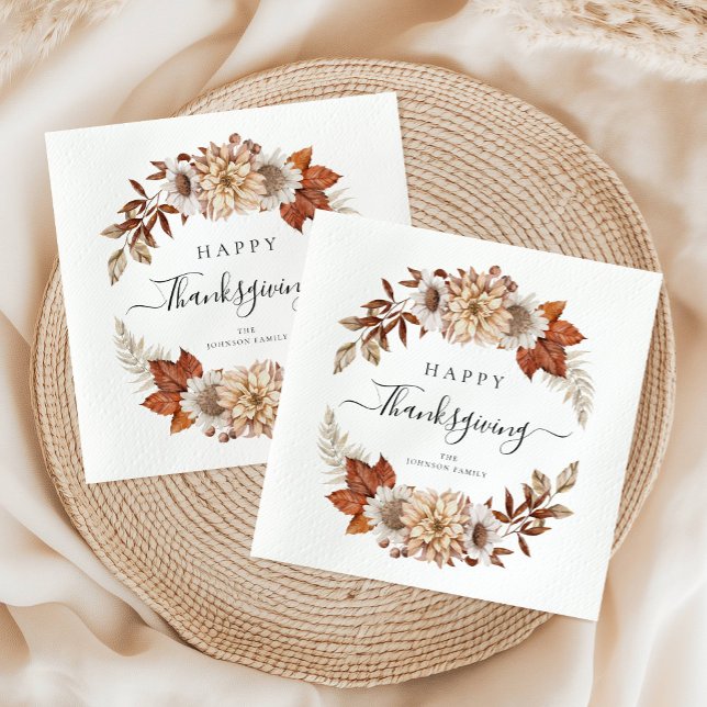 Rustic Fall Leaves Happy Thanksgiving Napkin (Rustic Fall Leaves Happy Thanksgiving Napkins)