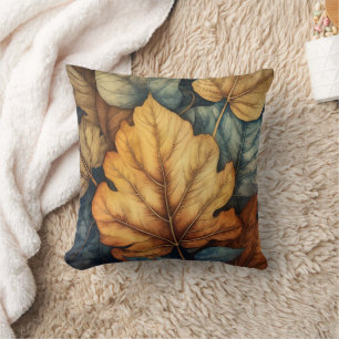 Rustic Fall Leaves Illustration Cushion
