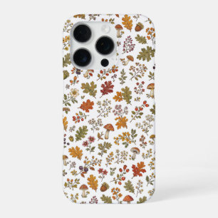 Rustic Fall Leaves Mushroom Woodland Pattern iPhone 16 Pro Case