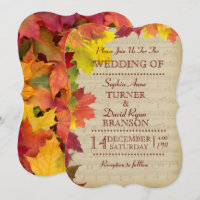 Rustic Fall Leaves Music Sheet Wedding Invitation
