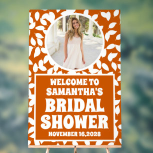 Rustic Fall Leaves Photo Bridal Shower Welcome  Acrylic Sign