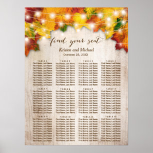 Rustic Fall Leaves String Lights Seating Chart