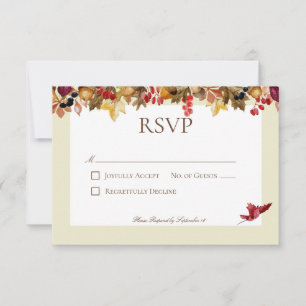 Rustic Fall Leaves Surround Wedding RSVP Card