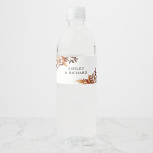 Rustic Fall Leaves Water Bottle Label