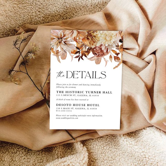 Rustic Fall Leaves Wedding Details Card (Creator Uploaded)