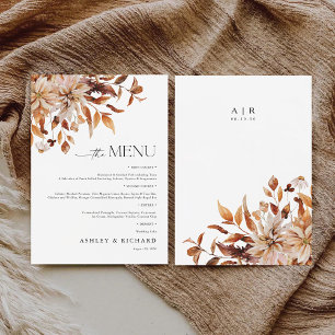 Rustic Fall Leaves Wedding Flat Menu