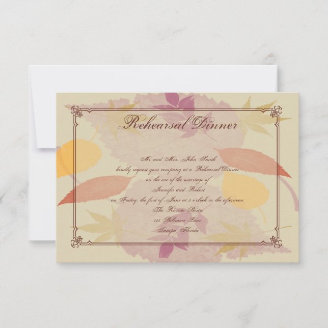 Rustic Fall Leaves Wedding Insert Rehearsal Dinner Invitation (Front)