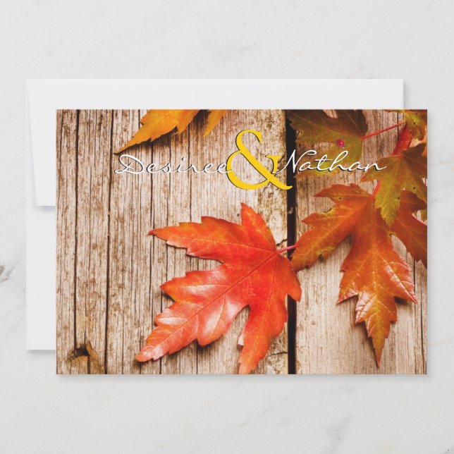 Rustic Fall Leaves Wedding Invitation (Front)