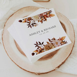 Rustic Fall Leaves Wedding Napkin