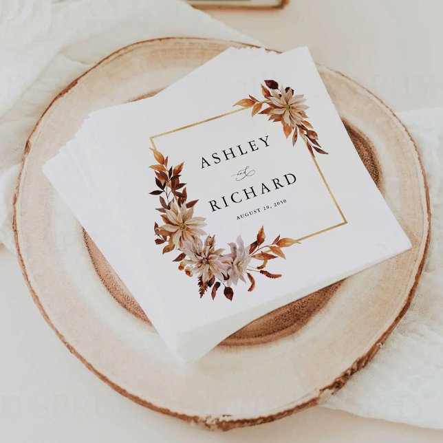 Rustic Fall Leaves Wedding Napkin (Creator Uploaded)