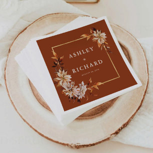 Rustic Fall Leaves Wedding Napkin