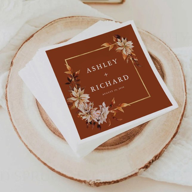 Rustic Fall Leaves Wedding Napkin (Creator Uploaded)