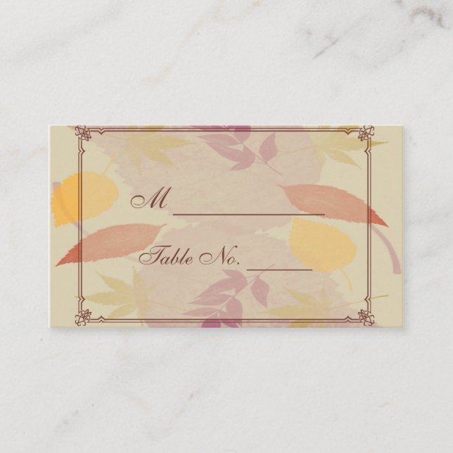 Rustic Fall Leaves Wedding Place Cards (Front)