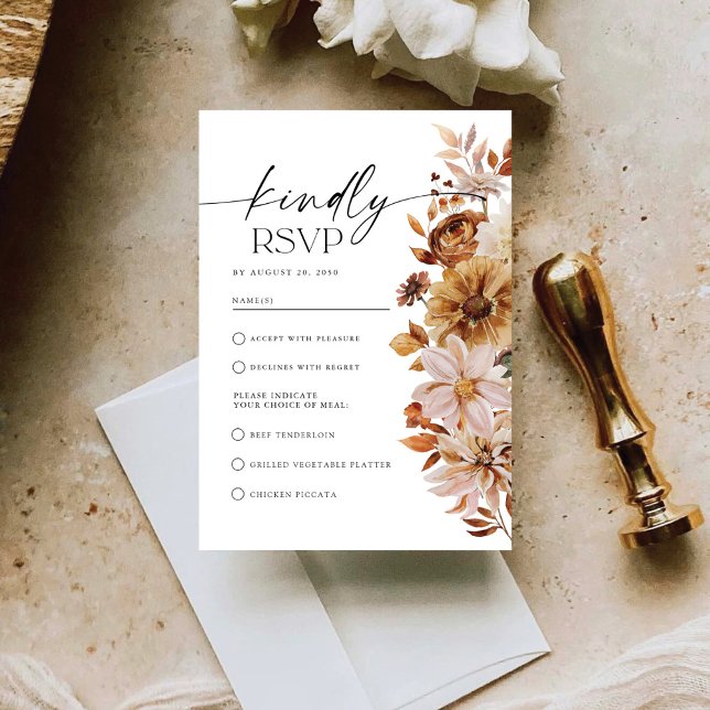 Rustic Fall Leaves Wedding RSVP Card (Creator Uploaded)