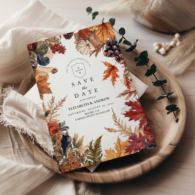 Rustic Fall Leaves Wedding Save The Date (Creator Uploaded)