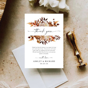 Rustic Fall Leaves Wedding Thank You Card