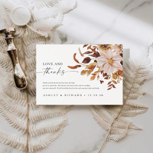 Rustic Fall Leaves Wedding Thank You Card