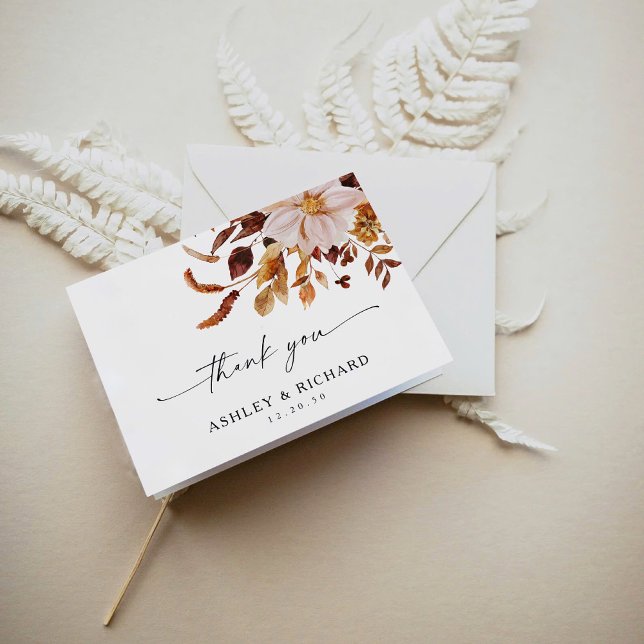 Rustic Fall Leaves Wedding Thank You Card (Creator Uploaded)