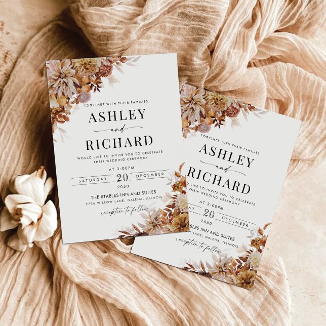 Rustic Fall Leaves Wedding Wedding Invitation (Creator Uploaded)