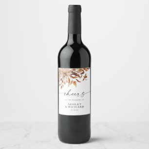 Rustic Fall Leaves Wedding Wine Bottle Label