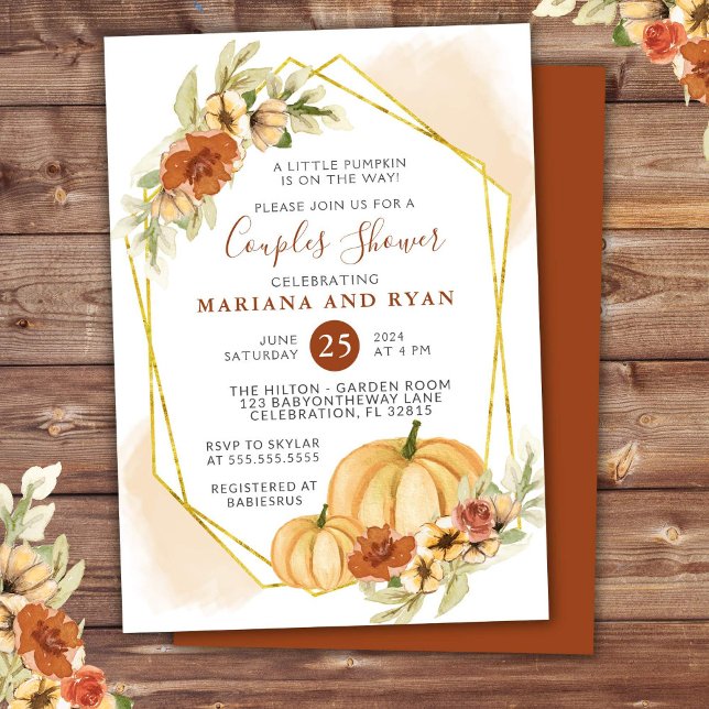 Rustic Fall Little Pumpkin Couples Baby Shower Invitation (Creator Uploaded)