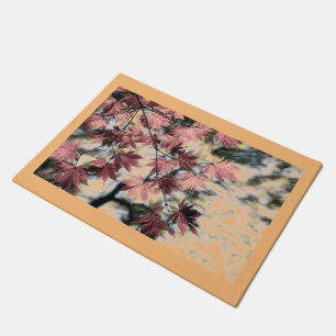 Rustic fall maple leaves rusty red pink brown doormat