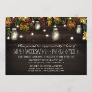 Rustic Fall Mason Jar Engagement Party Invitations