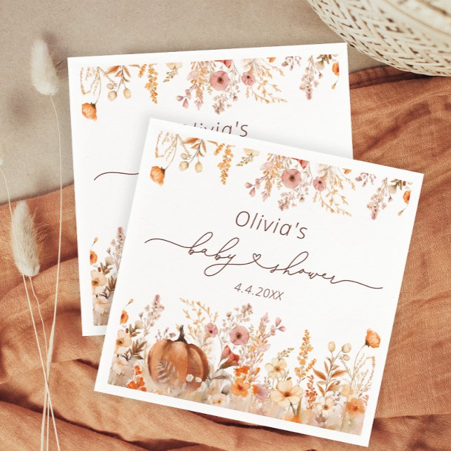Rustic Fall Meadow Little Pumpkin Paper Napkin (Creator Uploaded)