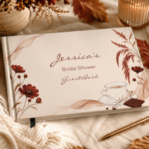 Rustic Fall Mocha Coffee Chocolate Bridal Shower Guest Book