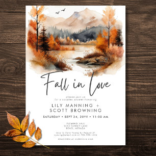 Rustic Fall Mountain Fall In Love Couples Shower Invitation