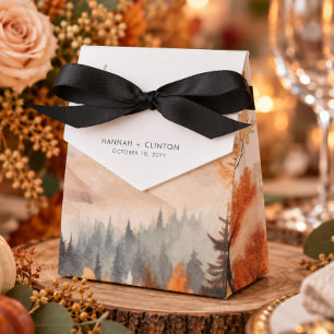 Rustic Fall Mountain Scene Watercolor Wedding Favour Box