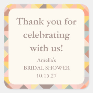 Rustic Fall Neutral Custom Bridal Shower Thank You Square Sticker