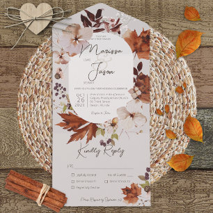 Rustic Fall Neutral Wreath Grey Dinner All In One Invitation