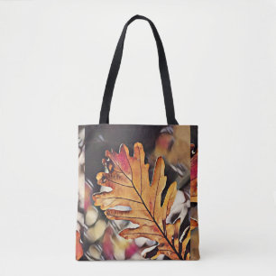 Rustic fall oak leaf orange brown yellow tote bag