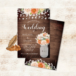 Rustic Fall Orange Mason Jar Lights Budget Wedding