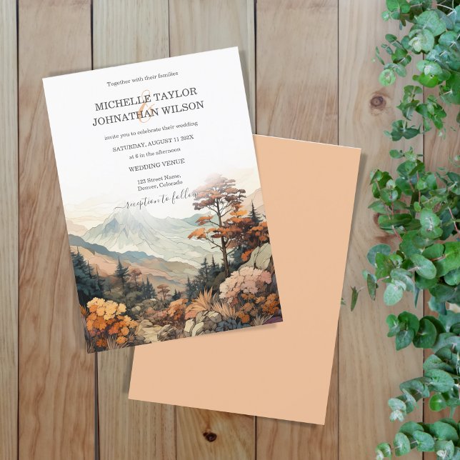 Rustic Fall Outdoor Mountain Destination Wedding Invitation (Creator Uploaded)