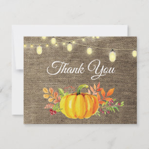 Rustic Fall Pumpkin Autumn Thank You card