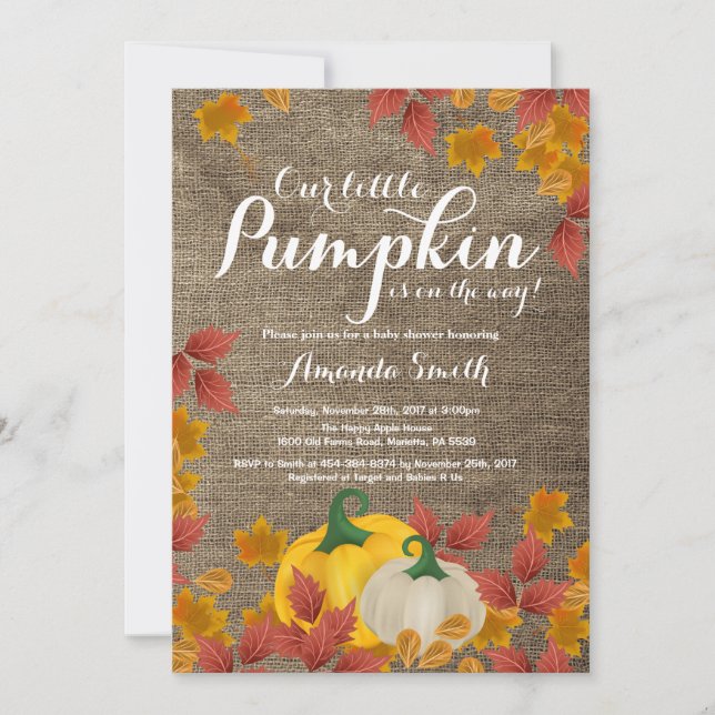 Rustic Fall Pumpkin Baby Shower invitation (Front)