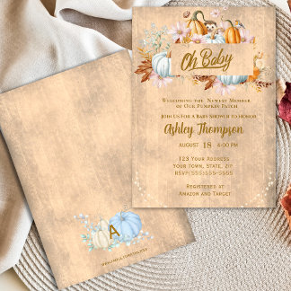Rustic Fall Pumpkin Baby Shower Invitation