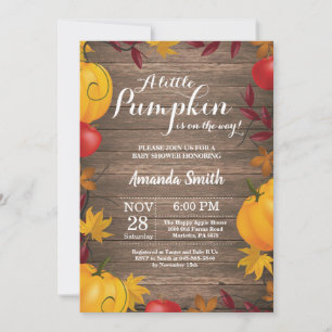 Rustic Fall Pumpkin Baby Shower invitation