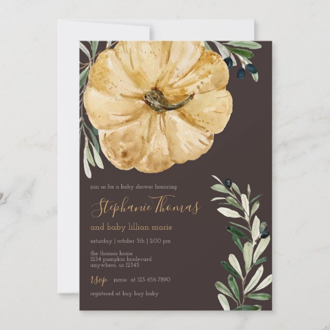 Rustic Fall Pumpkin Baby Shower Invitation (Front)