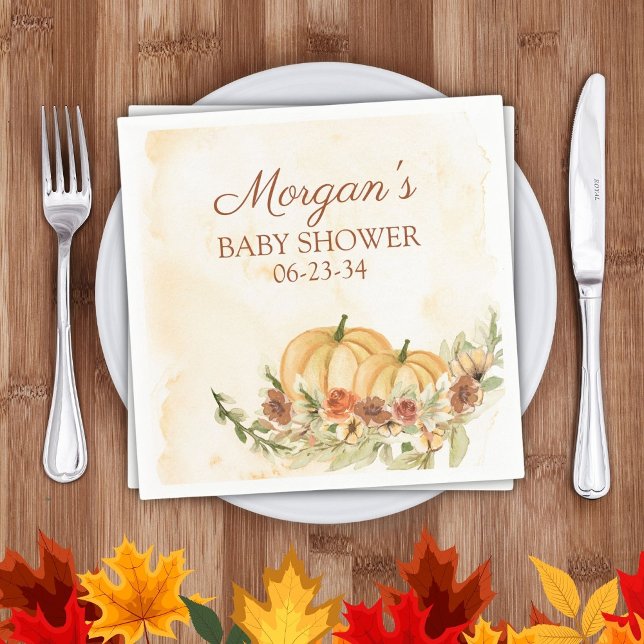 Rustic Fall Pumpkin Baby Shower Napkin (Creator Uploaded)